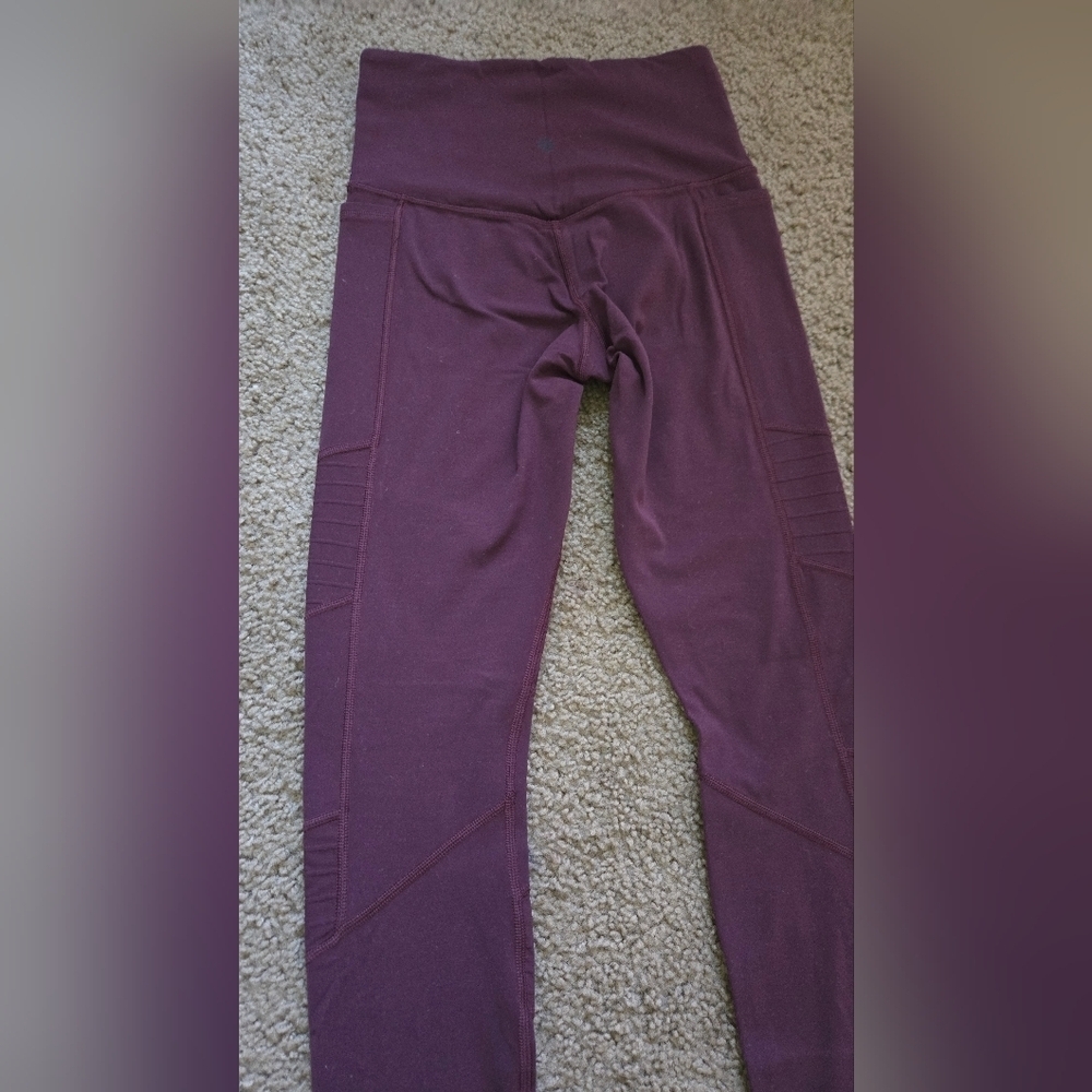 Athleta Inclination Moto Tight High Rise Burgundy Leggings Size XS - Picture 9 of 11